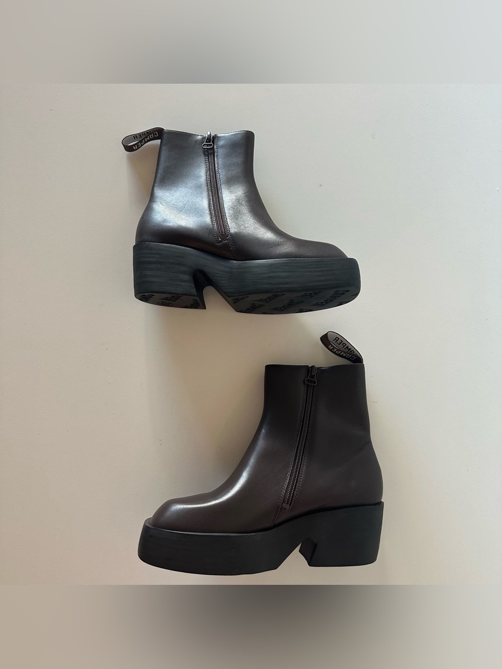 Camper Billie Mid Ankle Boots Brown Leather 39/8.5 Platform Zip - Picture 2 of 6